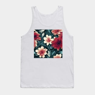 Vintage Floral Romantic Red and Peach Flower Design Tank Top